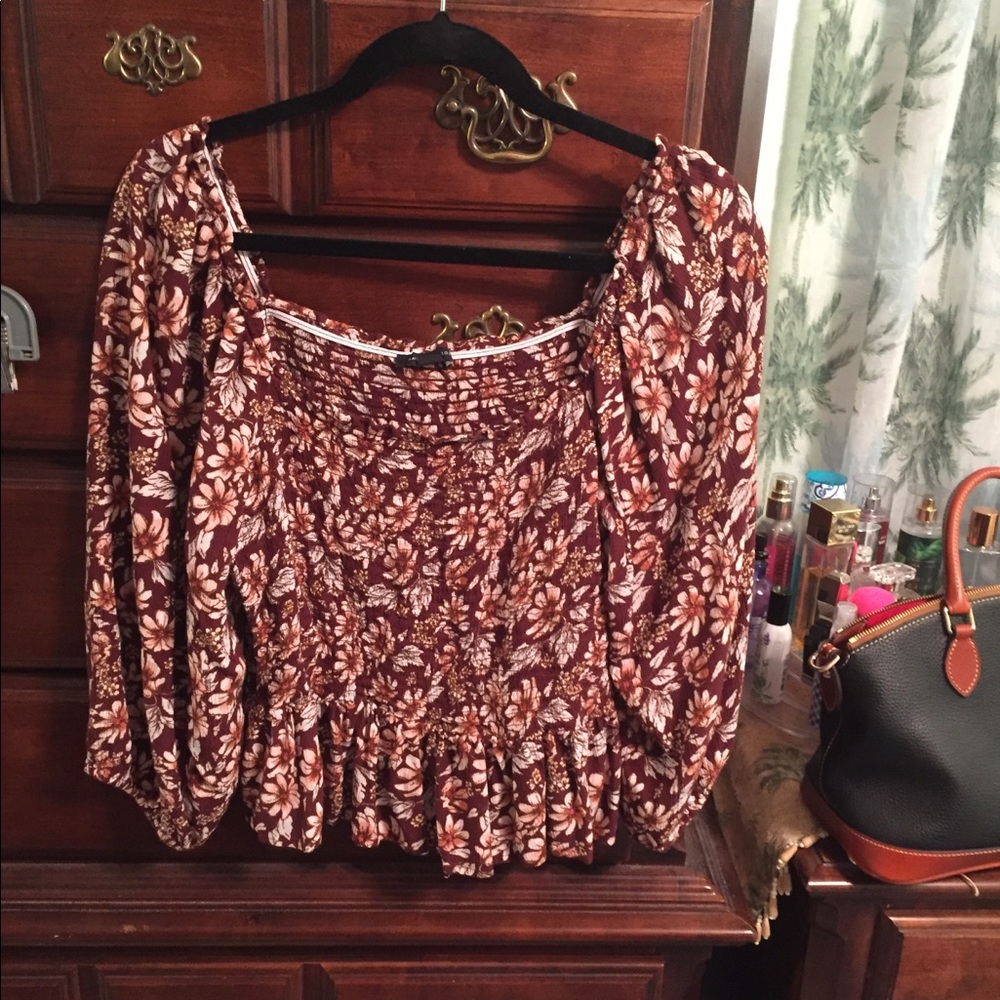 AEO floral off shoulder blouse